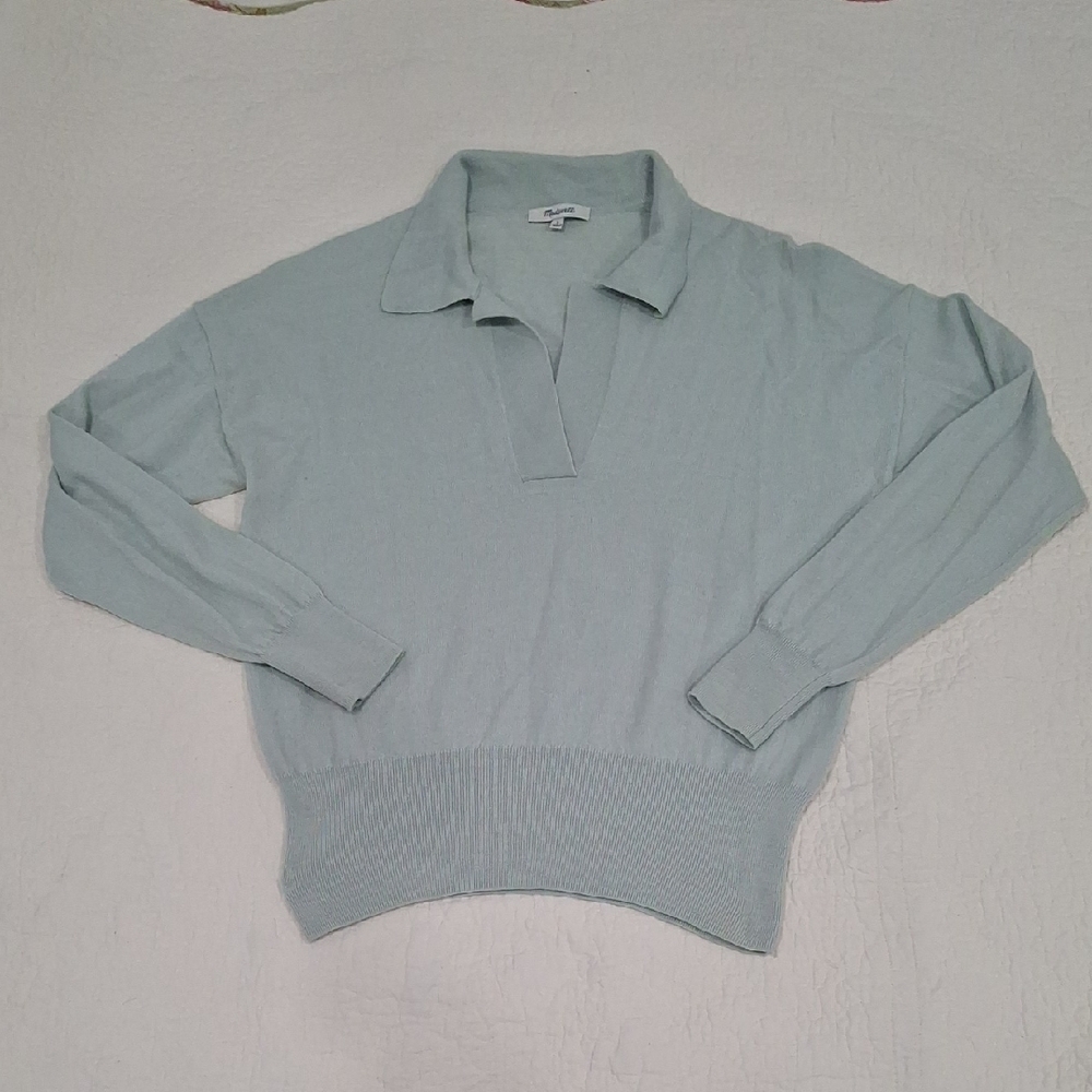 Madewell Women's Soft Blue V-Neck Sweater